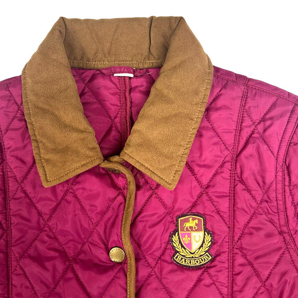 Barbour Kids Quilted Jacket - Pink and Brown - Picture 3 of 6